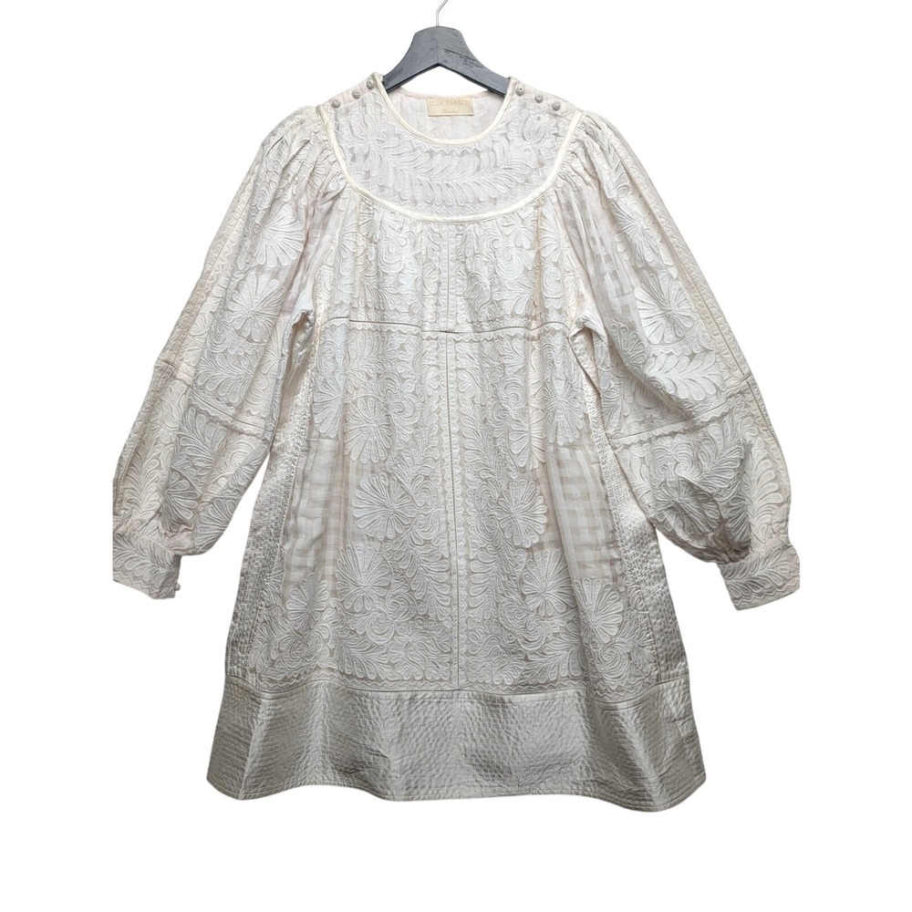 Ulla Johnson‎ Bianca Hand Embroidered Cream Balloon Sleeve Dress 0
